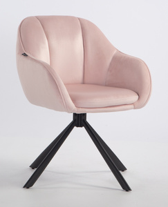 HR2055 BAZĂ STEA Scaun Roz Pudra din Catifea cu Bază Neagră