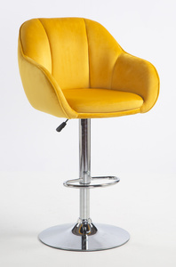 HR2055W Scaun Galbenă din Catifea cu Bază Cromata