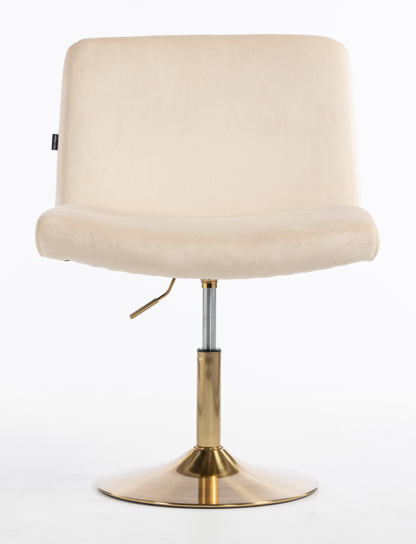 HR150N Scaun Crem din Catifea cu Bază Aurie
