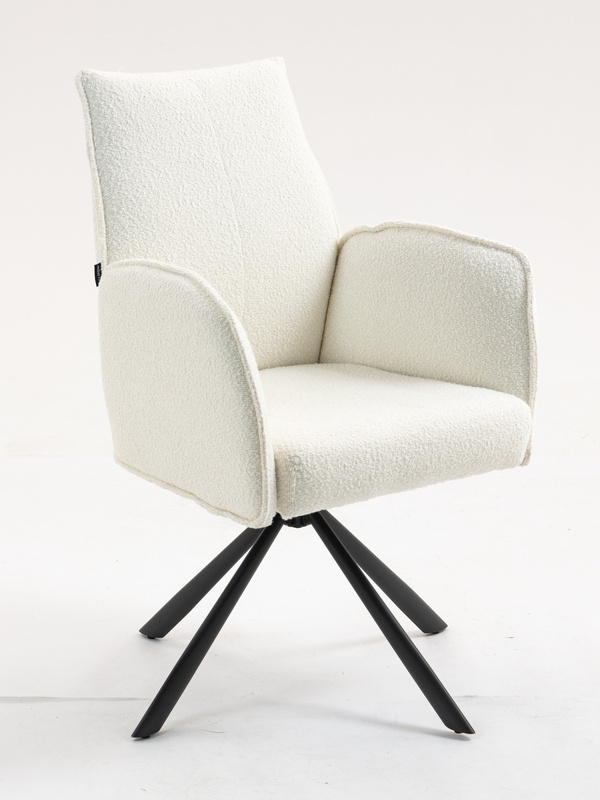 HR280 BAZĂ STEA Scaun Crem Boucle cu Bază Neagră
