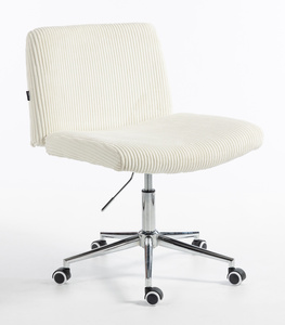 HR150K Scaun Alb din Catifea Reiată cu Bază Cromata