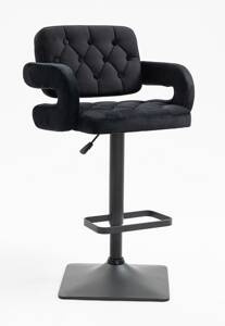 HR8403KW Scaun Catifea Neagră cu Bază Neagră