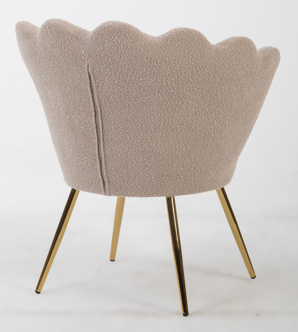 Fotoliu FREY Latte din Boucle cu Picioare Aurii