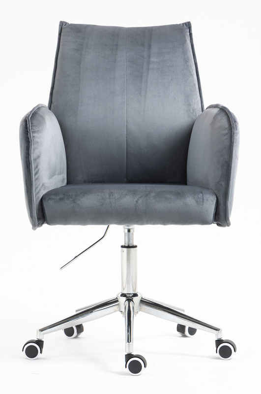 HR280K Scaun Grafit din Catifea cu Bază Cromata
