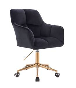 HR550K Scaun Negru Catifea cu Bază Aurie