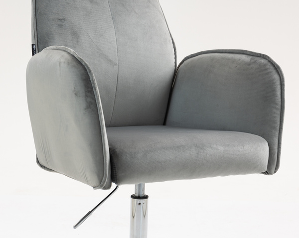 HR280K Scaun Gray din Catifea cu Bază Cromata