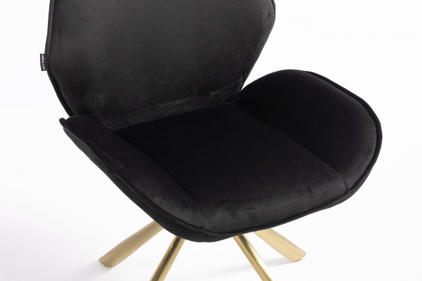 HR350 BAZĂ STEA Scaun Neagră din Catifea Bază Aurie