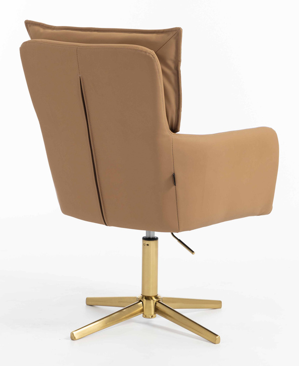 HR250CROSS Scaun Piele Ecologică Premium Soft Culoare Caramel Bază Aurie