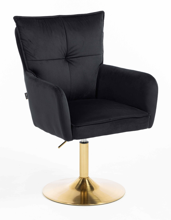 HR250N Scaun Catifea Neagră Bază Aurie