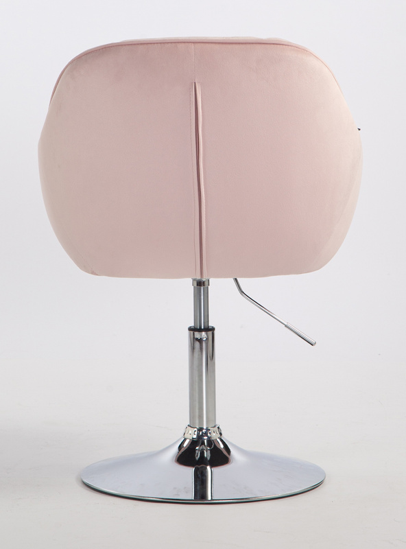 HR12055N Scaun Roz Pudra din Catifea cu Bază Cromata