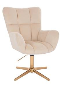 HR650CROSS Crem Catifea Scaun cu Bază Aurie