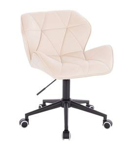 HR111K Scaun Crem Catifea cu Bază Neagră