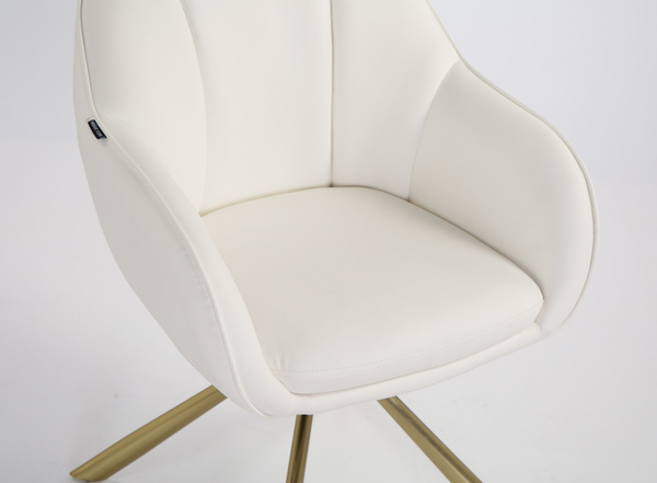 HR2055N Scaun Alb din Piele Ecologica cu Bază Aurie