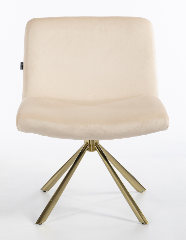 HR150 BAZĂ STEA Scaun Crem din Catifea cu Bază Aurie