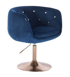 HR333CN Scaun Catifea Bleumarin cu Bază Aurie