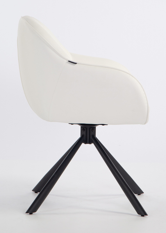 HR2055 BAZĂ STEA Scaun Alb din Piele Ecologica cu Bază Neagră