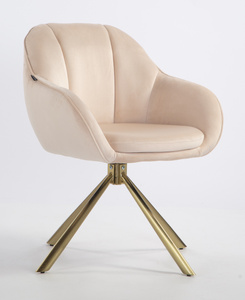 HR2055 BAZĂ STEA Scaun Crem din Catifea cu Bază Aurie
