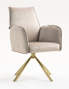 HR280 BAZĂ STEA Scaun Latte din Catifea cu Bază Aurie