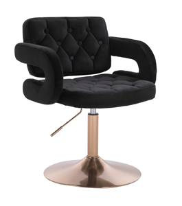 HR8403N Scaun Catifea Neagră Bază Aurie