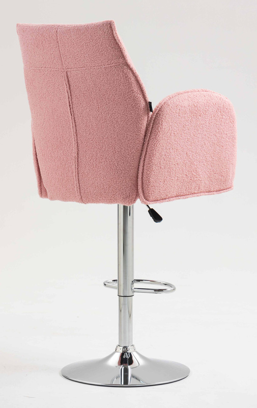 HR280W Scaun Roz Pudra Boucle cu Bază Cromata