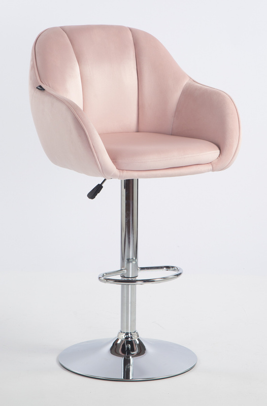 HR12055W Scaun Roz Pudra din Catifea cu Bază Cromata