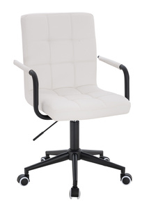 HC1015KP Scaun Alb Piele Ecologica Bază Neagră
