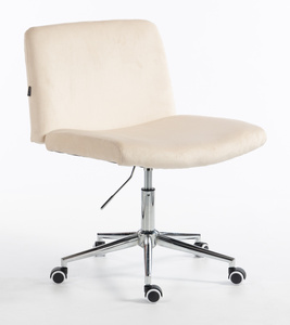 HR150K Scaun Crem din Catifea cu Bază Cromata