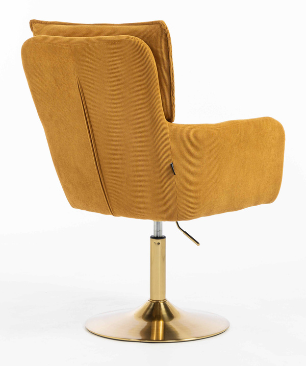 HR250N Scaun Catifea Reiată Premium Ruloare Curry Galben Bază Aurie