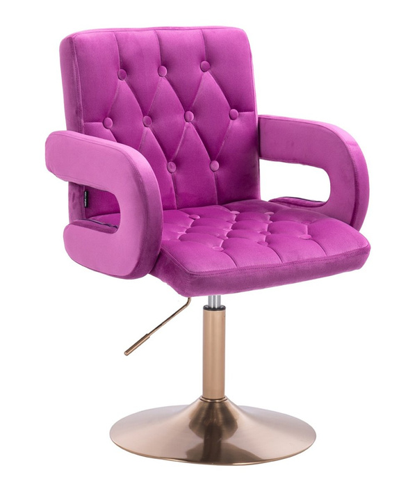 HR8404N Scaun Catifea Fucsia cu Bază Aurie