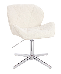 HR111CROSS Scaun Crem Boucle cu Bază Cromata