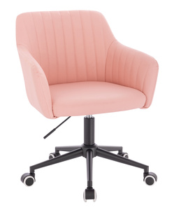 HC190K Scaun Roz din Piele Ecologica cu Bază Neagră