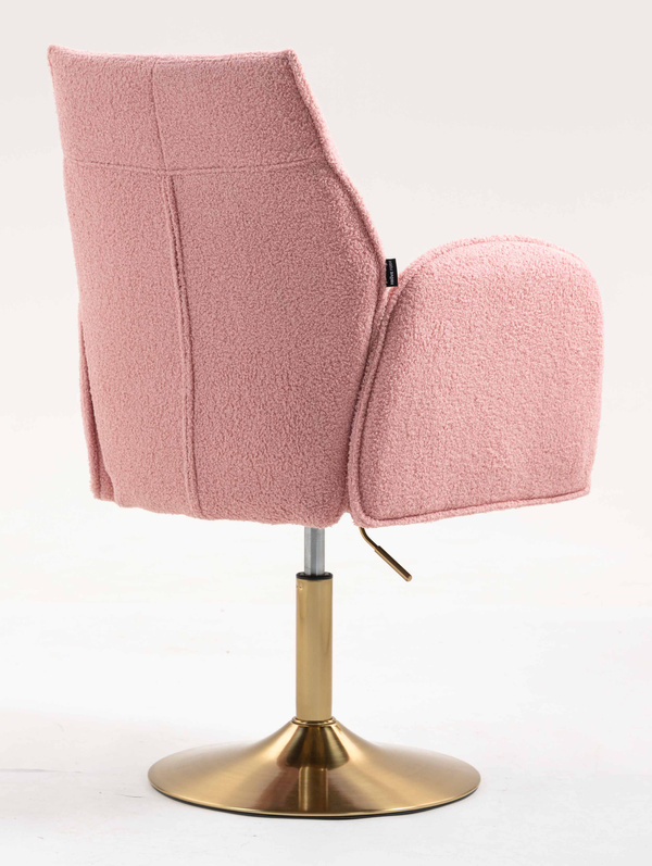 HR280N Scaun Roz Pudra Boucle cu Bază Aurie