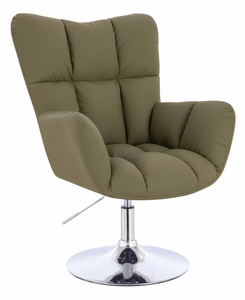 HR650N Scaun Khaki Piele Ecologica Premium Soft cu Bază Cromata