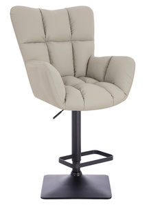 HR650KW Scaun Ecru Piele Ecologica Premium Soft cu Bază Neagră