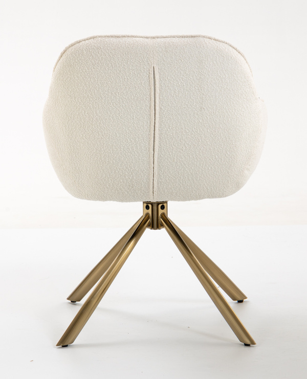 HR2055 BAZĂ STEA Scaun Crem din Boucle cu Bază Aurie