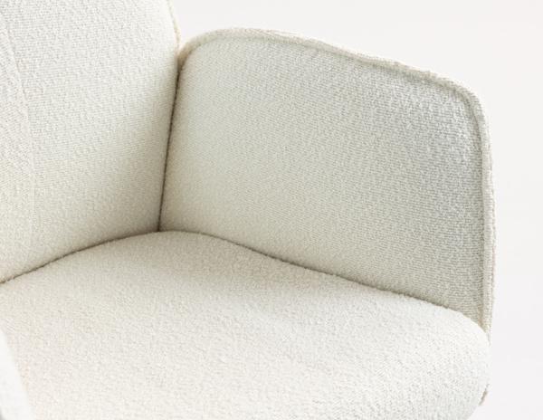 HR280W Scaun Crem Boucle cu Bază Cromata