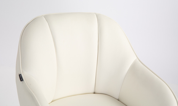 HR2055N Scaun Alb din Piele Ecologica cu Bază Aurie