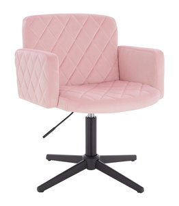 HR802CROSS Scaun Roz Pudra din Catifea cu Bază Neagră