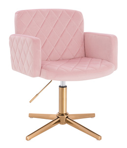 HR802CROSS Scaun Roz Pudra din Catifea cu Bază Aurie