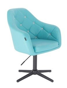 HR830CROSS Scaun Turcoaz de Piele cu Bază Neagra