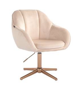 HR2055CROSS Scaun Crem din Catifea cu Bază Aurie