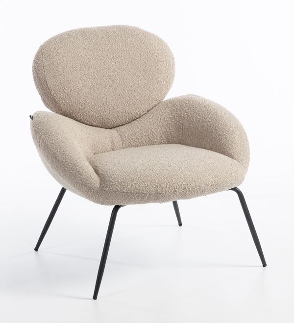 HR2045 Scaun Latte Boucle cu Bază Neagră