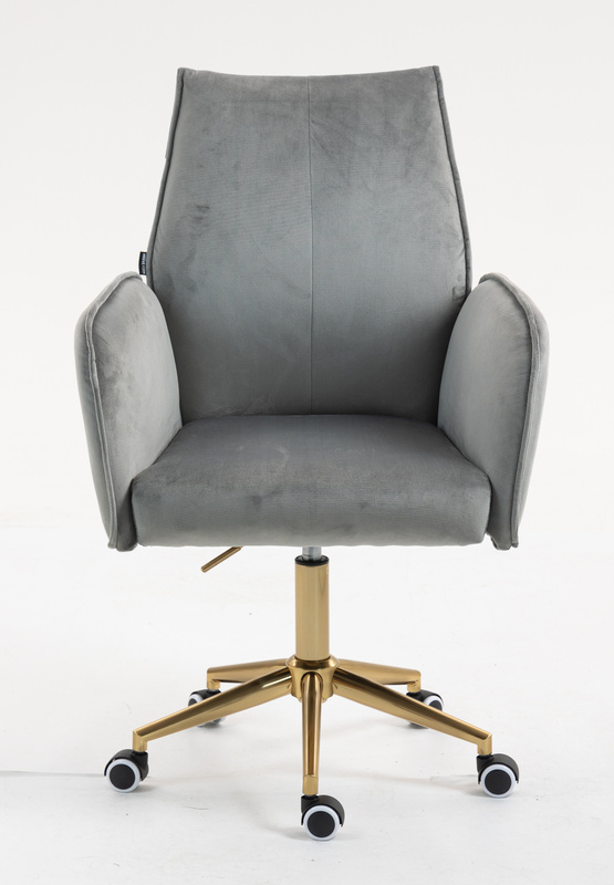 HR280K Scaun Gray din Catifea cu Bază Aurie