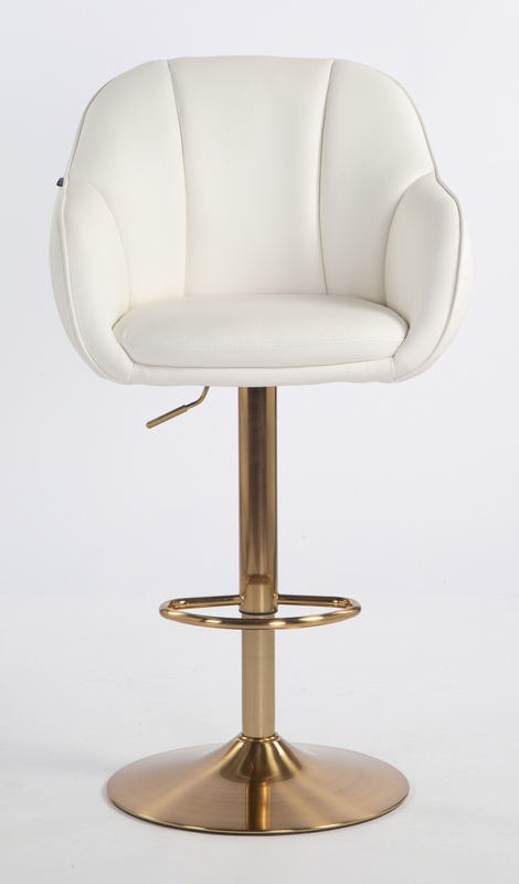 HR2055W Scaun Alb din Piele Ecologica cu Bază Aurie