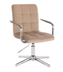 HR1015PCROSS scaun Catifea Latte cu Bază Cromata