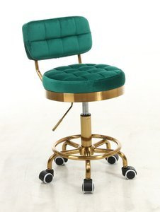 HR636 Scaun Verde Catifea cu Bază Aurie