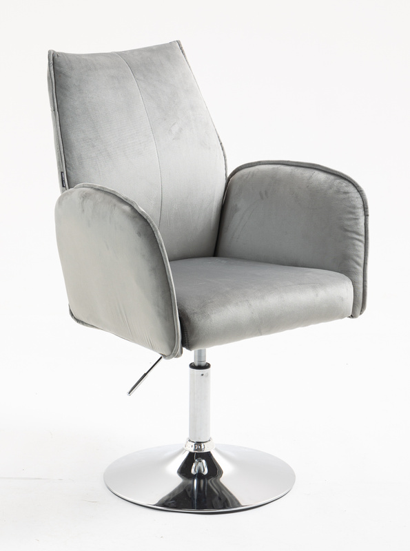 HR280N Scaun Gray din Catifea cu Bază Cromata