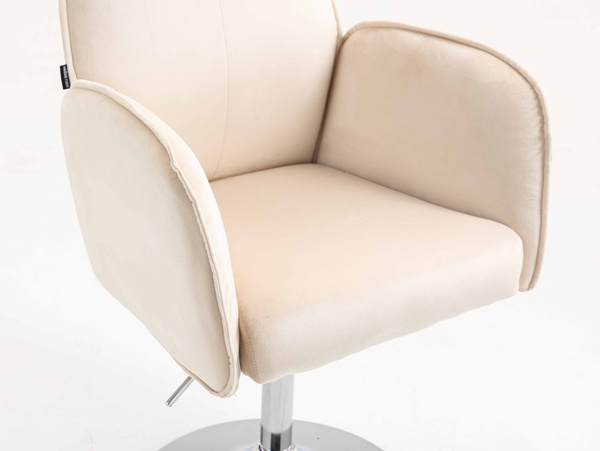 HR280N Scaun Crem din Catifea cu Bază Cromata