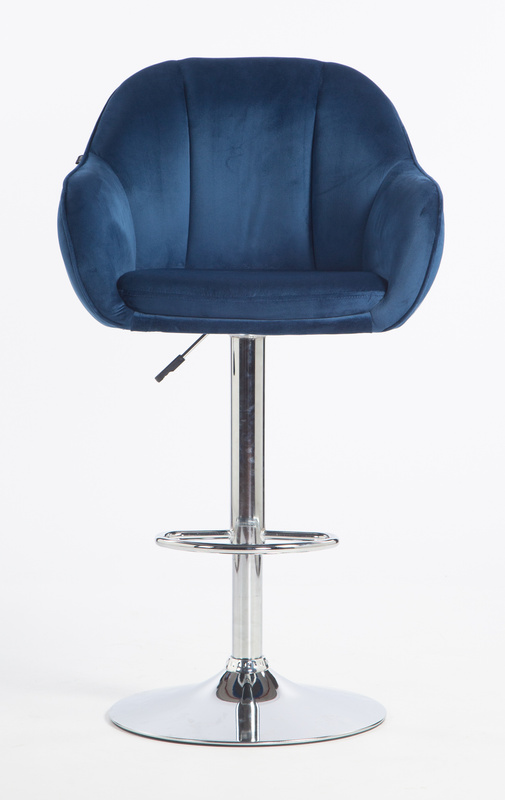 HR2055W Scaun Bleumarin din Catifea cu Bază Cromata