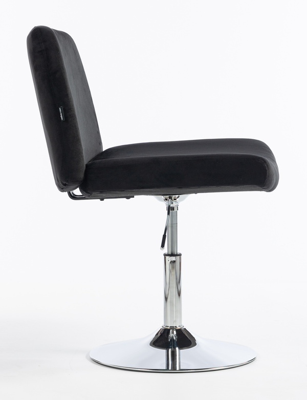 HR150N Scaun Neagră din Catifea cu Bază Cromata